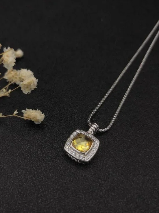 David Yurman 925Silver Necklace with Citrine Gem - Picture 2 of 4